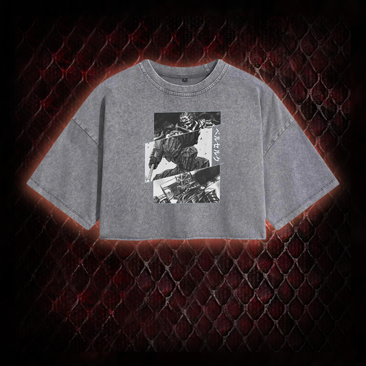 Black Swordsman Washed Cropped T-shirt