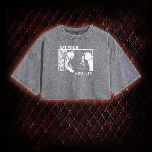 Eat Your Protein Washed Cropped T-shirt