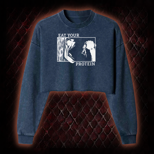 Eat Your Protein Washed Cropped Sweatshirt