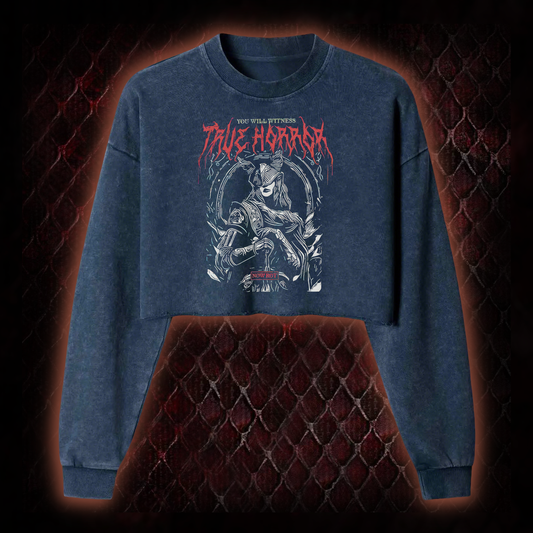 True Horror Washed Cropped Sweatshirt