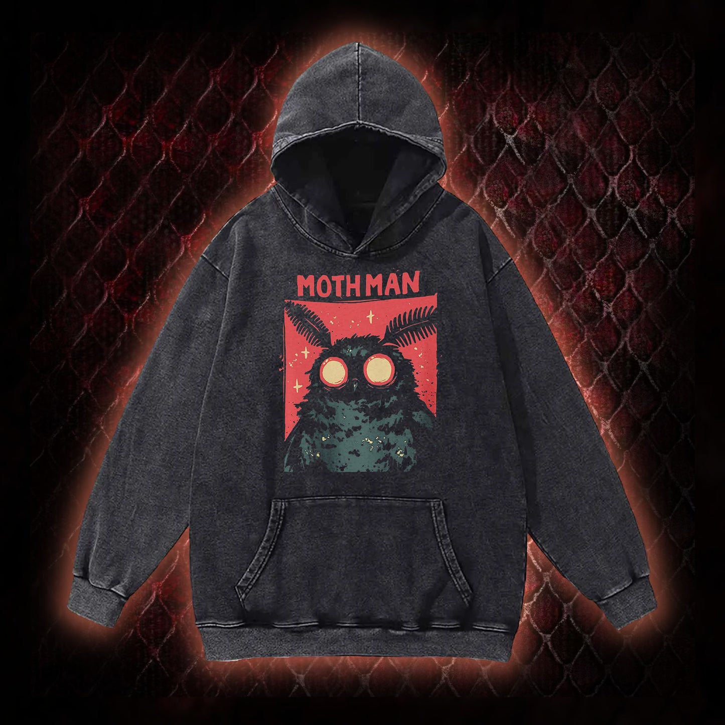 Cryptid Mothman Vintage Washed Hoodie