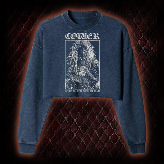 Black Blade Washed Cropped Sweatshirt