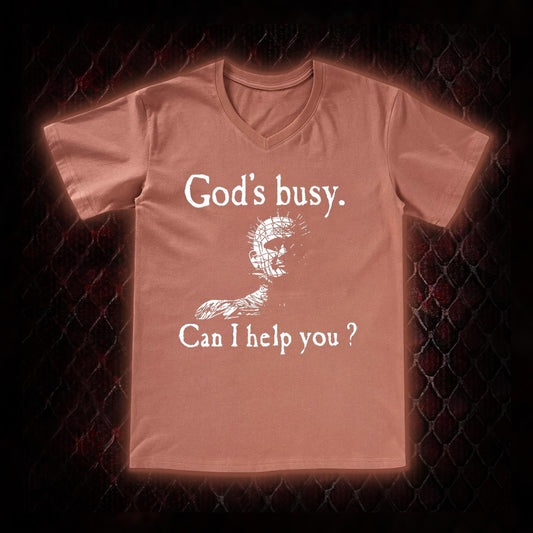 God's Busy Can I Help You? V-Neck Classic T-shirt