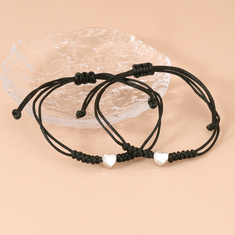 Couple Bracelet - Alloy Heart Weave Friendship Card Bracelet