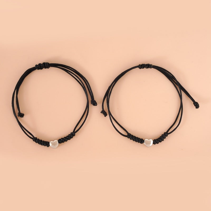 Couple Bracelet - Alloy Heart Weave Friendship Card Bracelet
