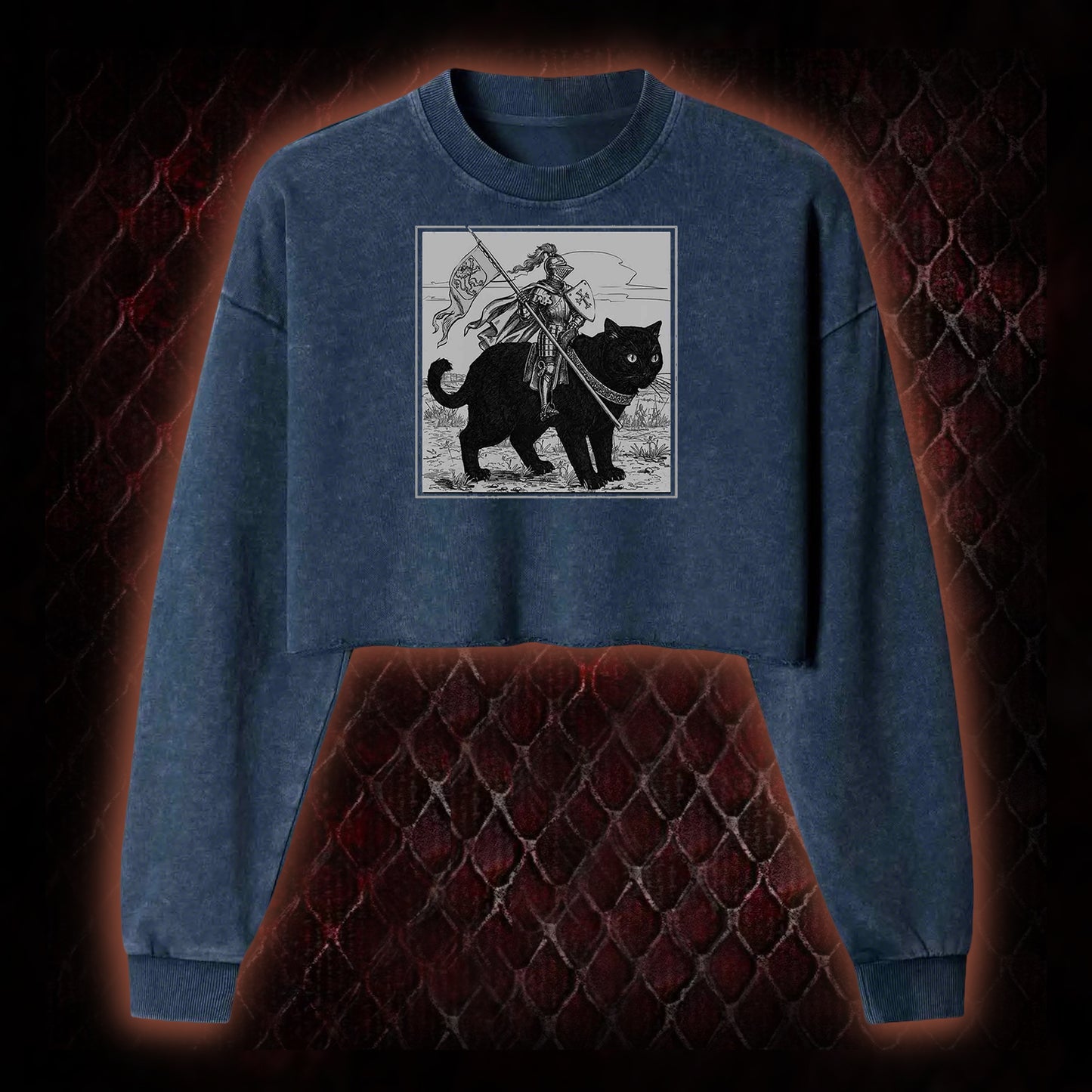 Medieval Knight Washed Cropped Sweatshirt