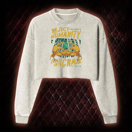 Reject Humanity Crab Washed Cropped Sweatshirt