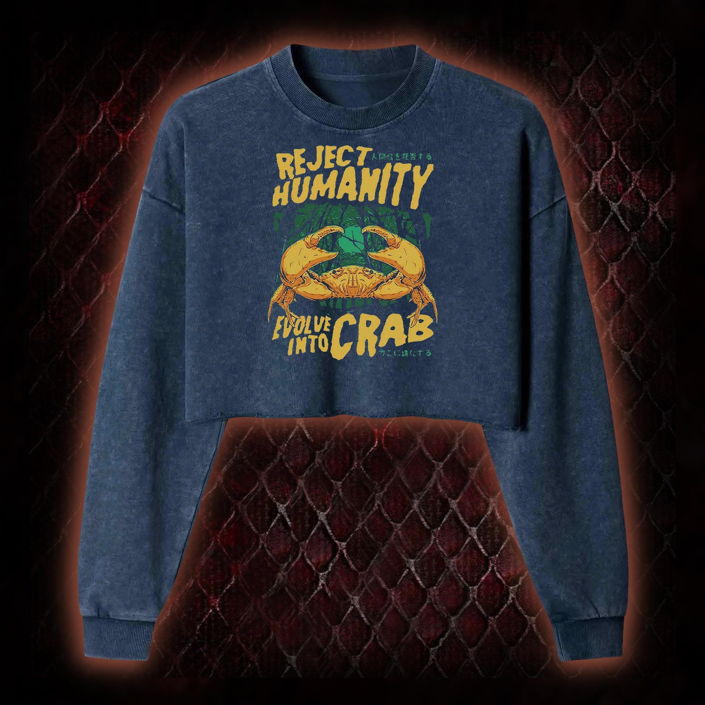 Reject Humanity Crab Washed Cropped Sweatshirt