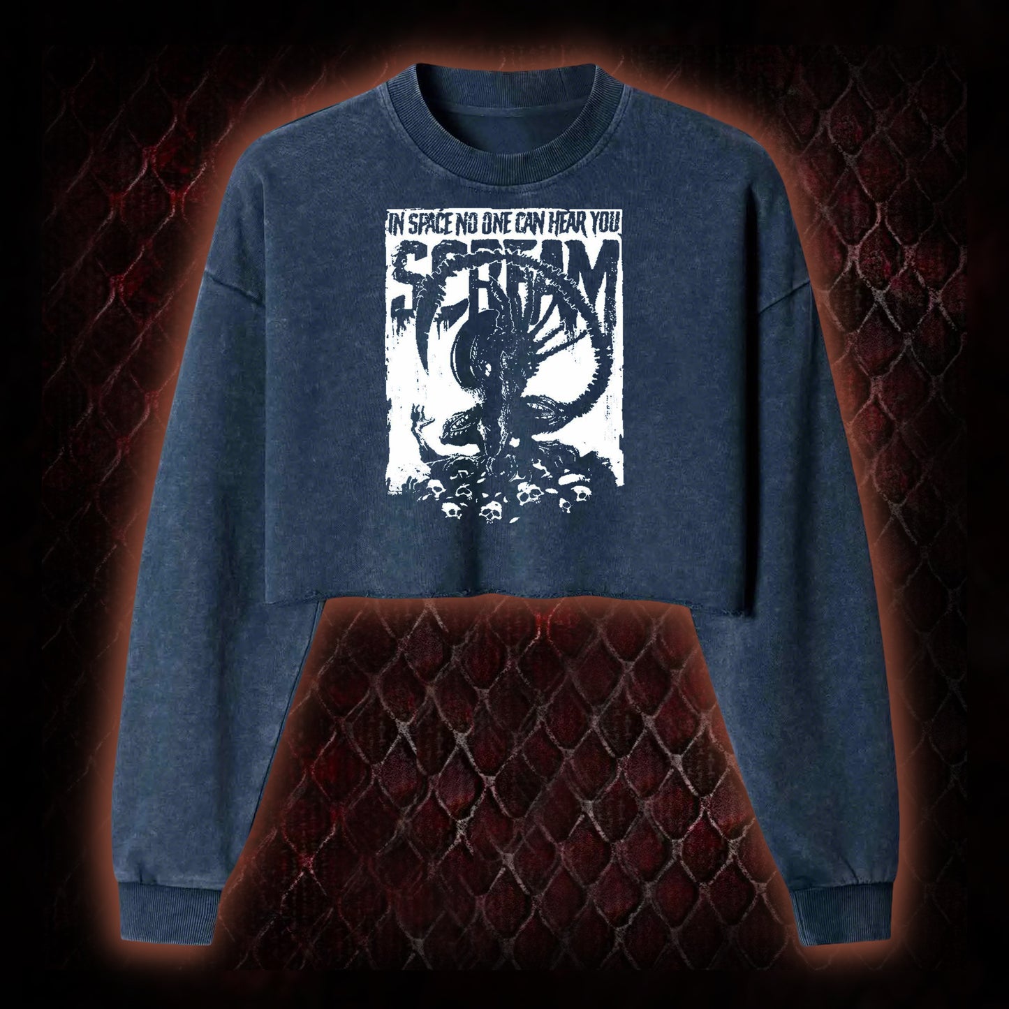 In Space No One Can Hear You Scream Washed Cropped Sweatshirt