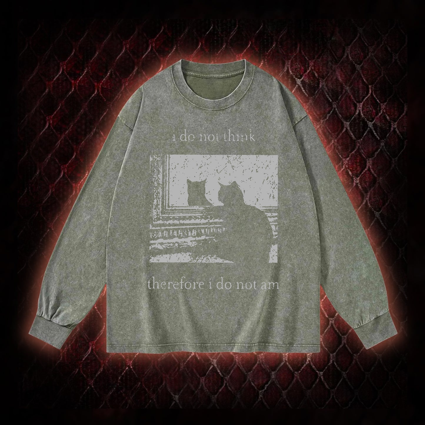 I Do Not Think Therefore I Do Not Am Washed Long-Sleeve T-shirt