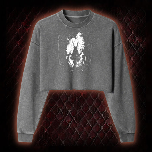 Baphomet Washed Cropped Sweatshirt