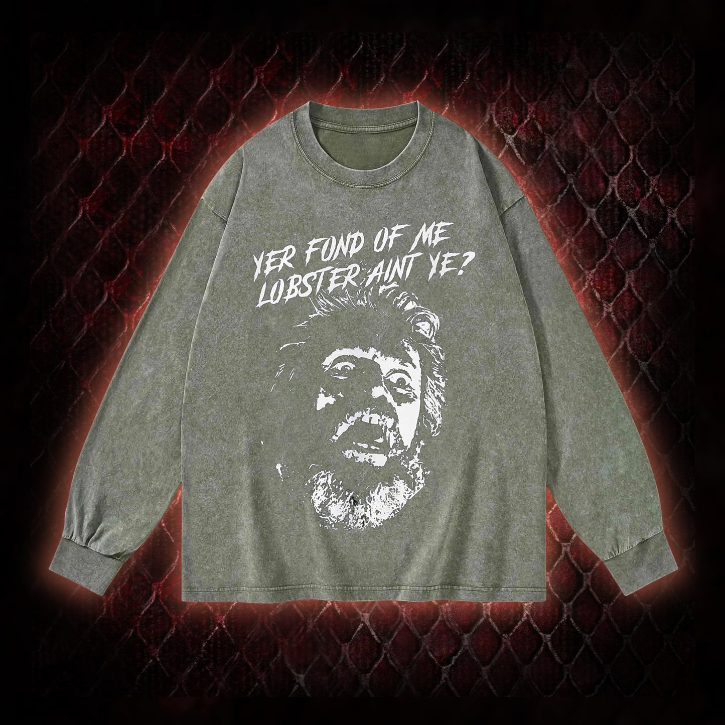 Yer Fond of Me Lobster Washed Long-Sleeve T-shirt