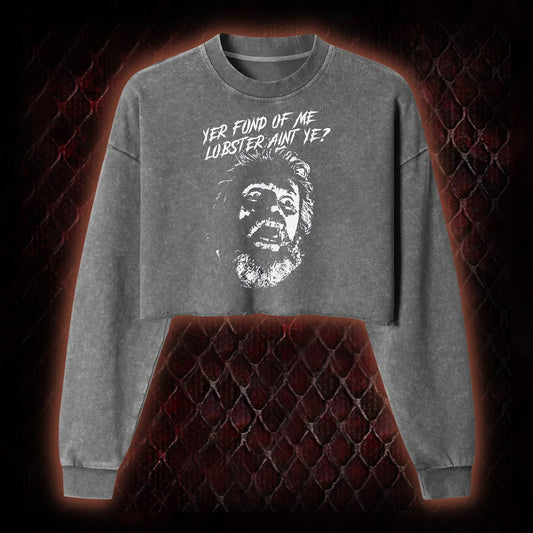 Yer Fond of Me Lobster Washed Cropped Sweatshirt