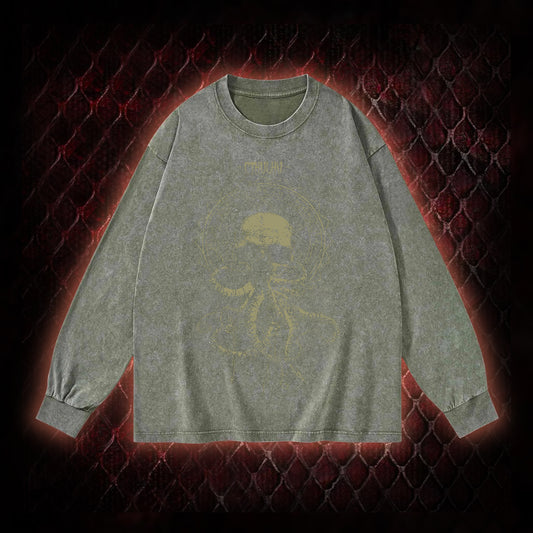 Cthulhu Mythos Skull-Tentacle Occult Washed Sweatshirt