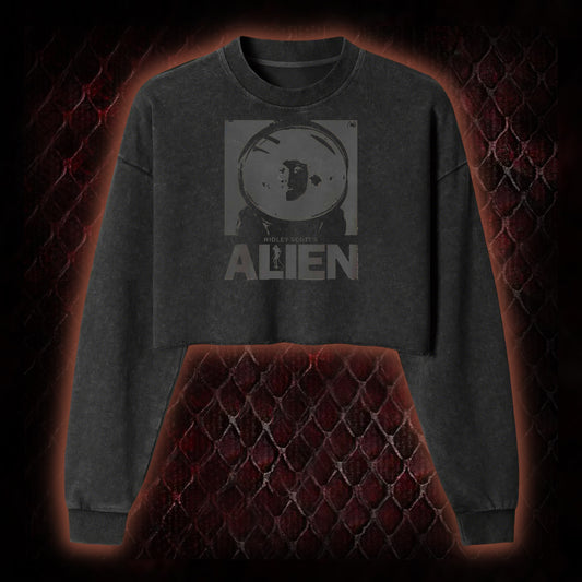 Retro Alien Washed Cropped Sweatshirt