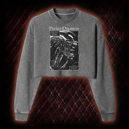 Alien Perfect Organism Washed Cropped Sweatshirt