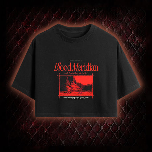 Blood Meridian (Cormac McCarthy) Dark Western Literary Graphic Cropped T-shirt - Cult Novel Tribute Piece