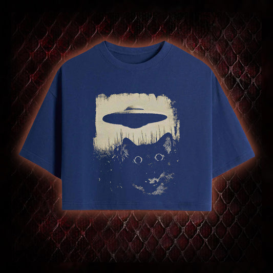 UFO CAT Washed Cropped T-shirt