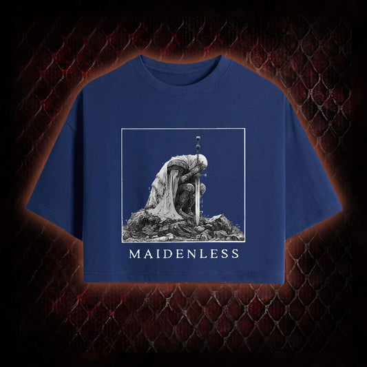 Elden Ring 'Maidenless' Tarnished Knight Graphic Cropped T-shirt - FromSoftware RPG Meme Tribute Piece