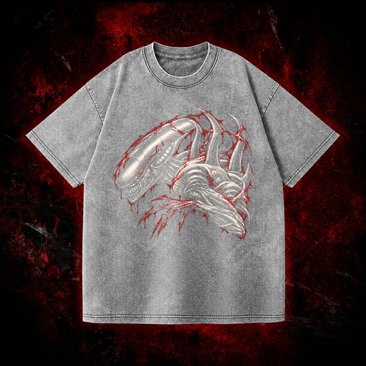 Crimson Carapace Vintage Washed T-shirt in Gray, front view