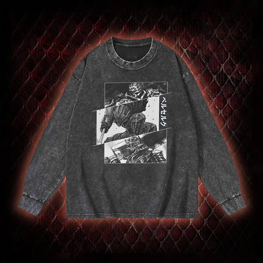 Black Swordsman Washed Long-Sleeve T-shirt