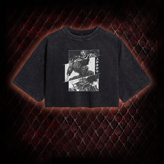 Black Swordsman Washed Cropped T-shirt