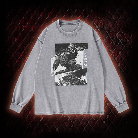 Black Swordsman Washed Long-Sleeve T-shirt