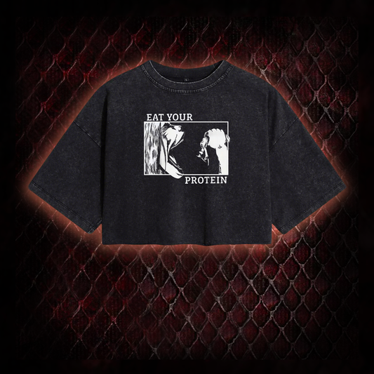 Eat Your Protein Washed Cropped T-shirt