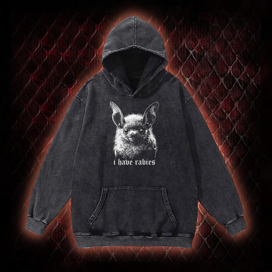 I Have Rabies Bat Vintage Washed Hoodie