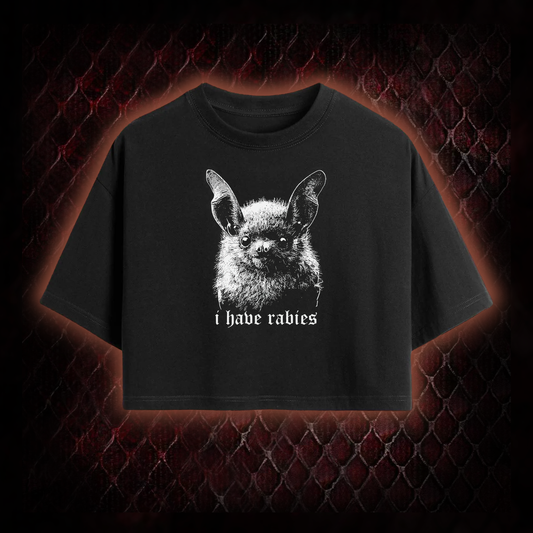 I Have Rabies Bat Washed Cropped T-shirt