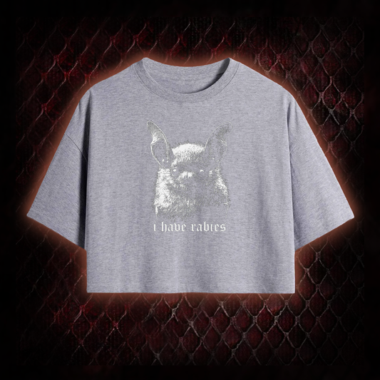 I Have Rabies Bat Washed Cropped T-shirt