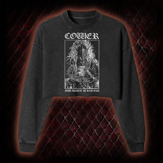 Black Blade Washed Cropped Sweatshirt