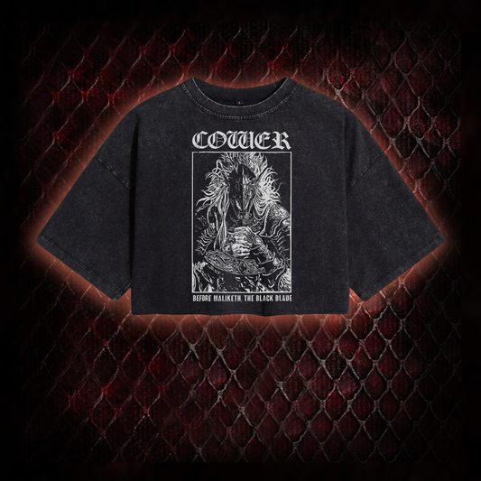 Black Blade Washed Cropped T-shirt