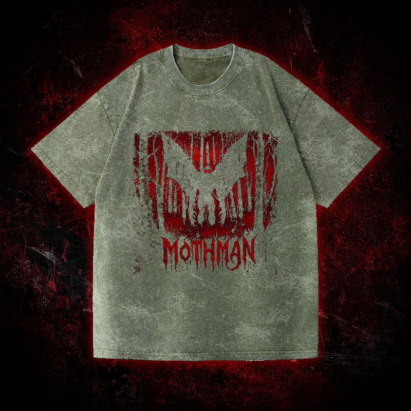 Mothman Gothic Death Metal Vintage Washed T-shirt
