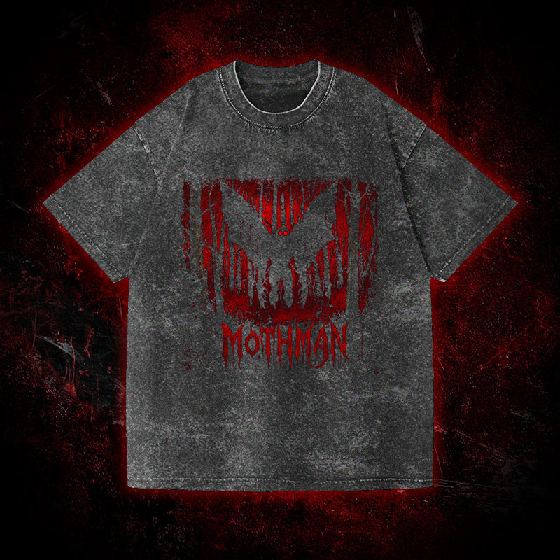 Mothman Gothic Death Metal Vintage Washed T-shirt