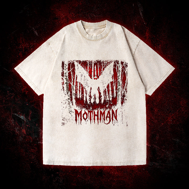 Mothman Gothic Death Metal Vintage Washed T-shirt