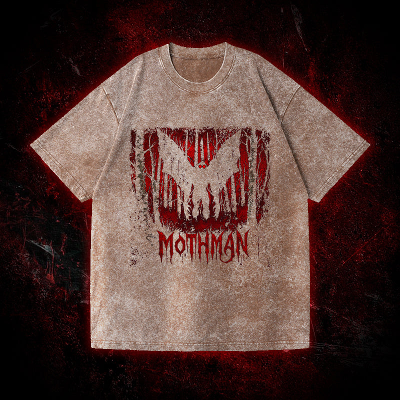 Mothman Gothic Death Metal Vintage Washed T-shirt