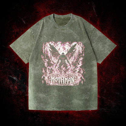 Mothman Glitch Art Vintage Washed T-shirt