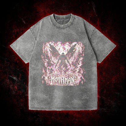 Mothman Glitch Art Vintage Washed T-shirt