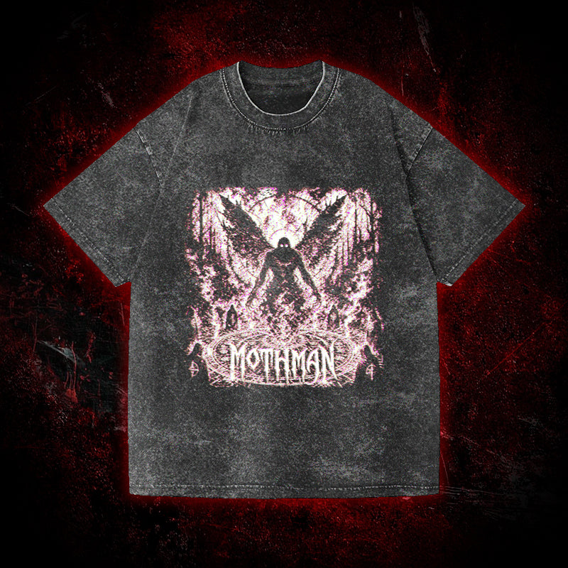 Mothman Glitch Art Vintage Washed T-shirt