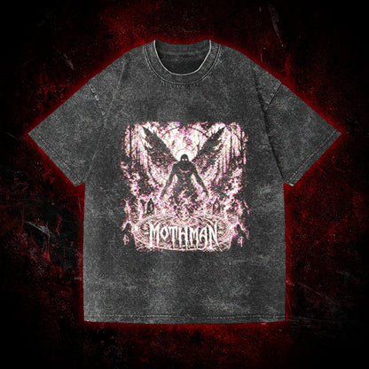 Mothman Glitch Art Vintage Washed T-shirt