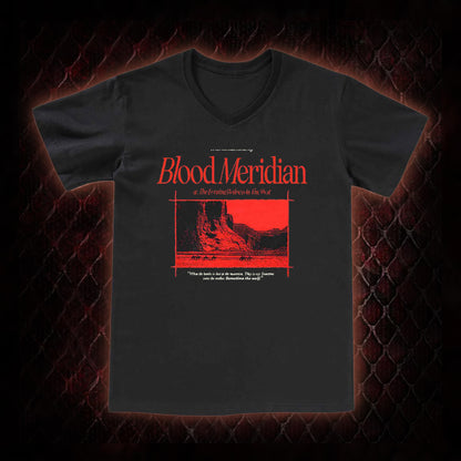 Blood Meridian (Cormac McCarthy) Dark Western Literary Graphic V-Neck T-Shirt - Cult Novel Tribute Piece