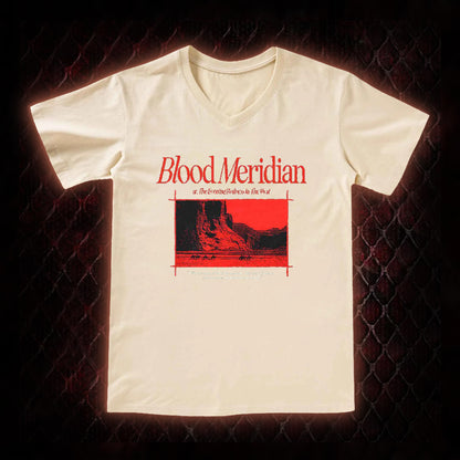 Blood Meridian (Cormac McCarthy) Dark Western Literary Graphic V-Neck T-Shirt - Cult Novel Tribute Piece