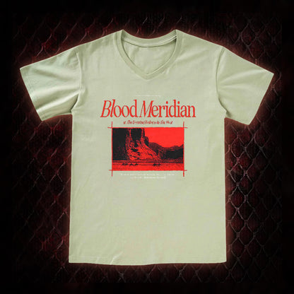 Blood Meridian (Cormac McCarthy) Dark Western Literary Graphic V-Neck T-Shirt - Cult Novel Tribute Piece