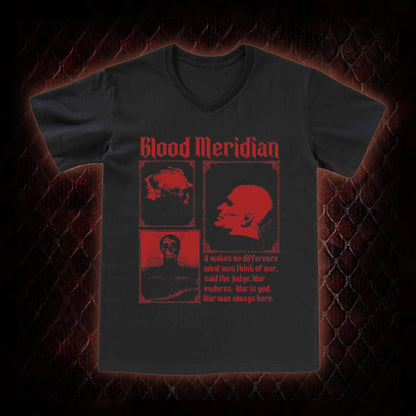Blood Meridian 'The Judge' Dark Western Literature Graphic V-Neck T-Shirt - Cormac McCarthy Novel Tribute Piece