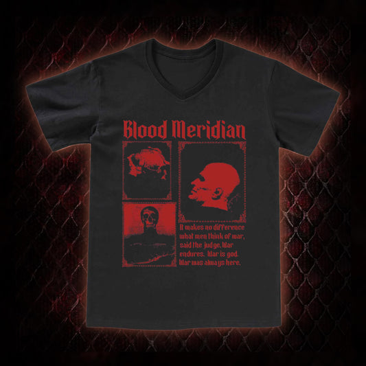 Blood Meridian 'The Judge' Dark Western Literature Graphic V-Neck T-Shirt - Cormac McCarthy Novel Tribute Piece