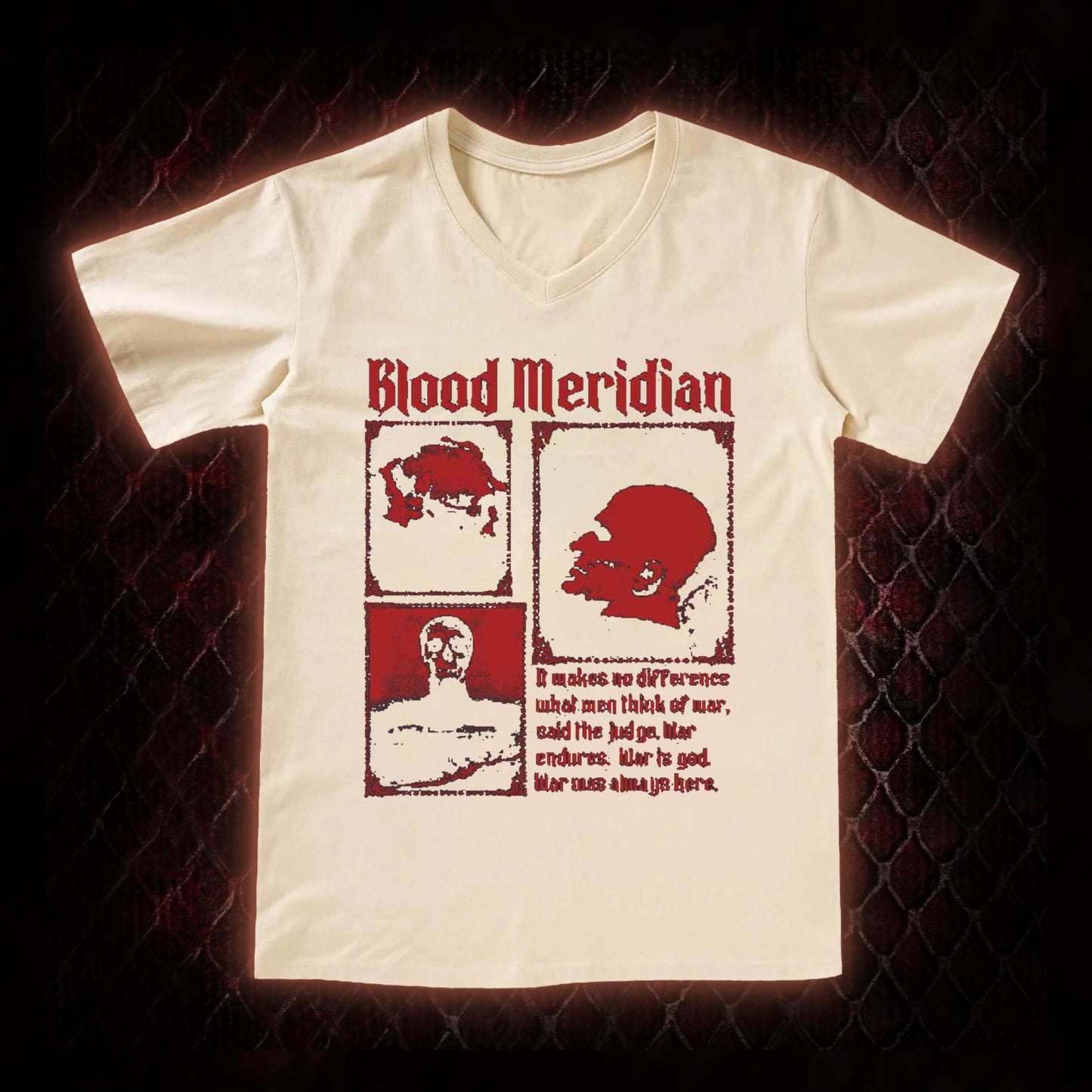Blood Meridian 'The Judge' Dark Western Literature Graphic V-Neck T-Shirt - Cormac McCarthy Novel Tribute Piece