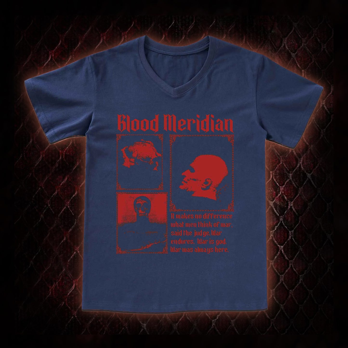 Blood Meridian 'The Judge' Dark Western Literature Graphic V-Neck T-Shirt - Cormac McCarthy Novel Tribute Piece