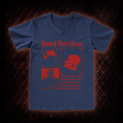 Blood Meridian 'The Judge' Dark Western Literature Graphic V-Neck T-Shirt - Cormac McCarthy Novel Tribute Piece