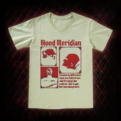 Blood Meridian 'The Judge' Dark Western Literature Graphic V-Neck T-Shirt - Cormac McCarthy Novel Tribute Piece